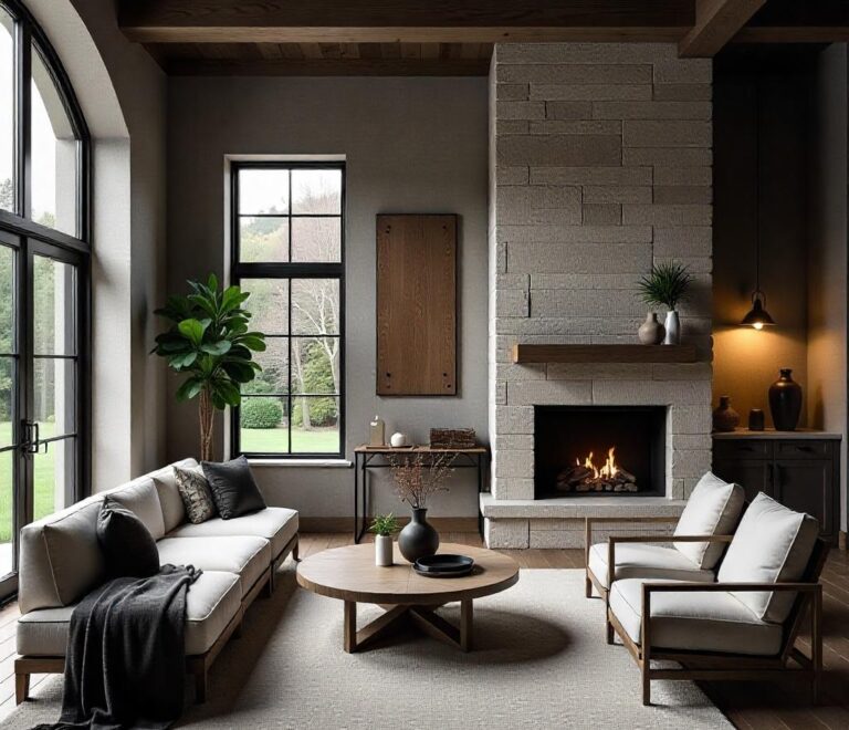 Cozy fireplace